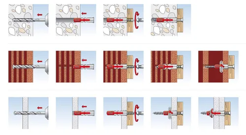 Miniatura 2 de fischer DuoPower - Anclajes universales de pared con tornillos para hormigón, ladrillo, yeso y madera, 50 anclajes y 50 tornillos