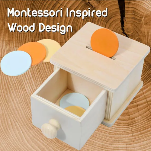 Miniatura 2 de Caja de Monedas Montessori, Juguetes Montessori para Niños de 1 Año, Monedas para Bebés, Juego de Madera, Bola de Madera, Cajón Infantil, 1+