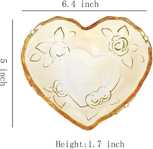 Miniatura 2 de Gaolinci Tazón de vidrio en relieve en forma de corazón, ensaladera de frutas, cuenco de postre (juego de 2)