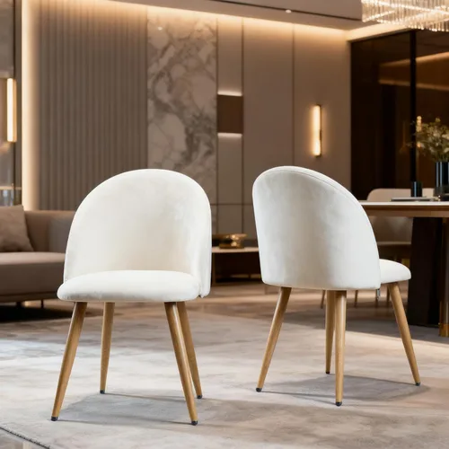 Miniatura 8 de Lightdot Juego de 2 sillas de comedor, cómodos asientos de terciopelo, sillas de sala de estar modernas de mediados de siglo, sillas de cocina