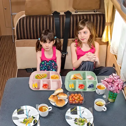 Miniatura 7 de 4 platos divididos de 10.8 pulgadas para niños y adultos, placas de control de porciones, placa de compartimento apta para lavavajillas