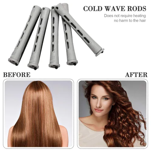Miniatura 4 de WILLBOND 36 piezas de varilla de onda fría para cabello permanente, rodillos para el cabello, rizadores permanentes con peine de cola de rata de Gris