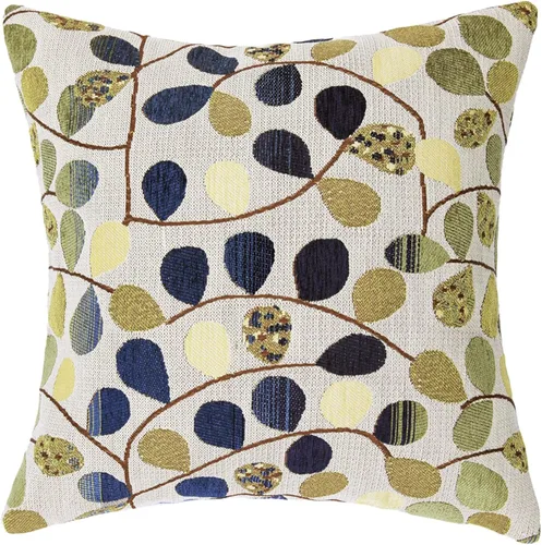 CaliTime Funda de cojín para sofá, decoración del hogar, felpilla de lujo con hojas bonitas de ambos lados, 18 x 18 pulgadas, color azul crudo