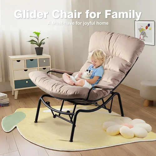 Miniatura 4 de ovios Mecedora con otomana, reclinable deslizante con reposapiés, sillón de acento perezoso con cómodo cojín para sala de estar, dormitorio