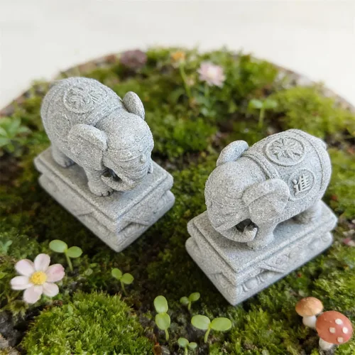 Miniatura 7 de Un par de estatua de elefante, figura de acuario para perros foo, escultura FengShui para decoraciones de peceras pequeñas de 10 galones o pequeñas