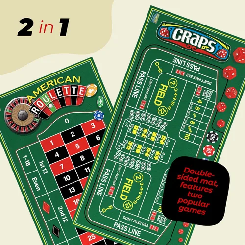 Miniatura 3 de Gamie Tapete de mesa de ruleta de fieltro de doble cara y dados, 36 x 72 pulgadas, juegos de casino para fiestas nocturnas de póquer, regalo