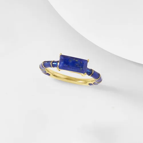 Miniatura 4 de Ross-Simons Anillo de piedras preciosas y esmalte en oro de 18 quilates sobre plata esterlina