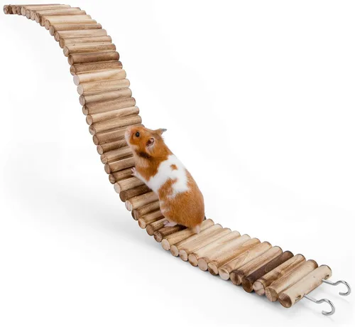 Miniatura 10 de Niteangel Juguete de puente colgante de hámster, escalera de madera de escalada larga para hámsters, ratones, ratones, jerbos, ratas planeadoras