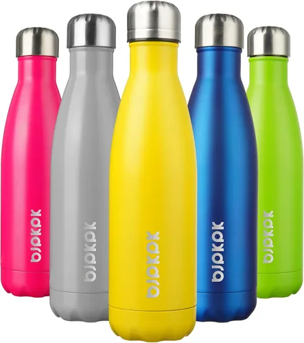 Miniatura 85 de BJPKPK Botellas de agua de acero inoxidable con aislamiento de 17 onzas, mantiene el frío y el calor, brillante oro rosa Oro rosa brillante