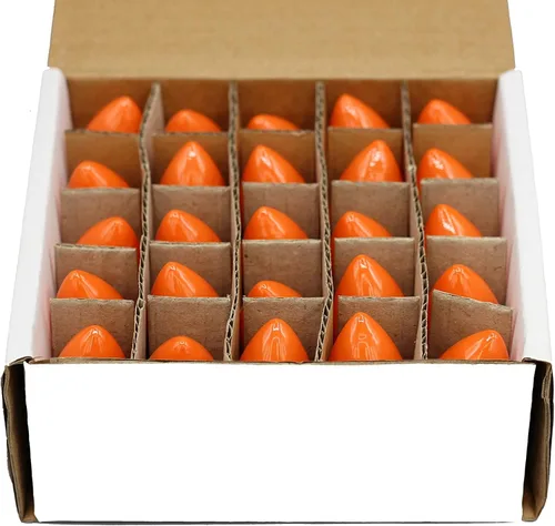 Miniatura 2 de Creative Hobbies® Caja de 25 bombillas, naranja opaco de cerámica, combustión constante, incandescente de 7 W, base de candelabro C7, ideal
