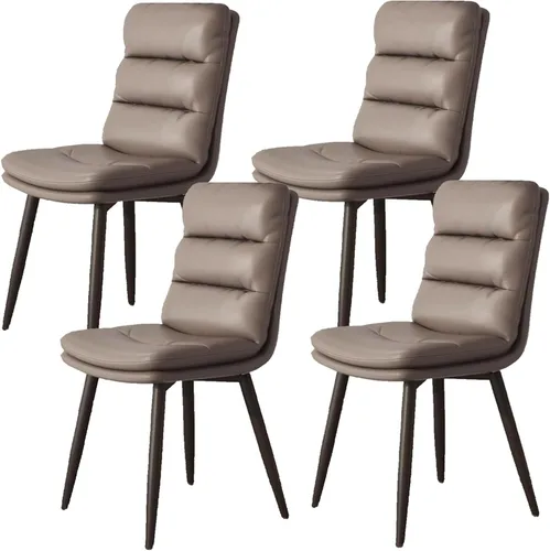 Miniatura 15 de Upholstered Dining Chairs Set of 4, Leather Kitchen Chair with Metal Legs, Dining Room Kitchen Chair with Back for Brown