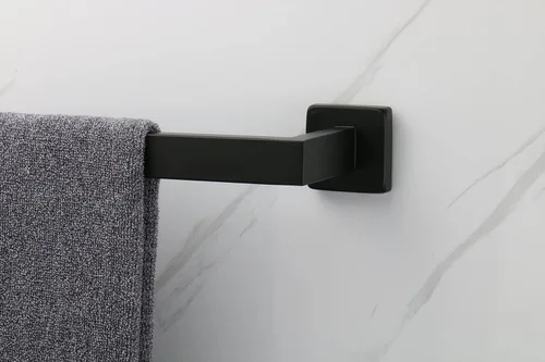 Miniatura 6 de TocTen Toallero de Baño - Base Cuadrada Engrosada SUS304 Barra de Toallas de Acero Inoxidable para Baño, Accesorios de Baño Varilla de Toallas Negro