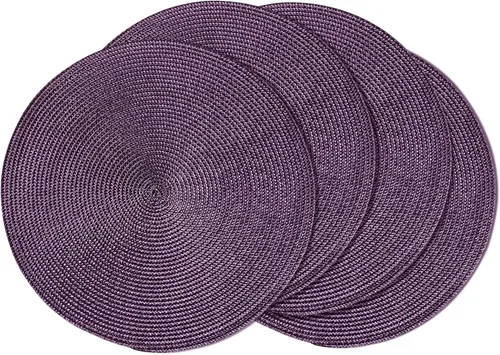Miniatura 49 de AHHFSMEI Juego de 6 manteles individuales redondos trenzados de 15 pulgadas para mesas de comedor, tejido natural, resistentes al calor, color azul
