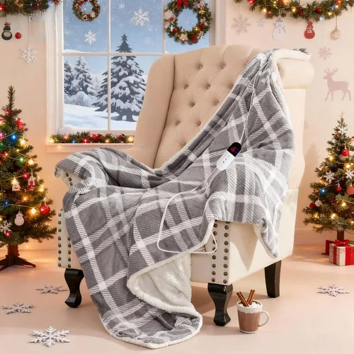 Miniatura 11 de SnugLife Manta térmica eléctrica con 6 niveles de calentamiento rápido, 4 horas de apagado automático, ultra coza y cálida manta eléctrica de piel