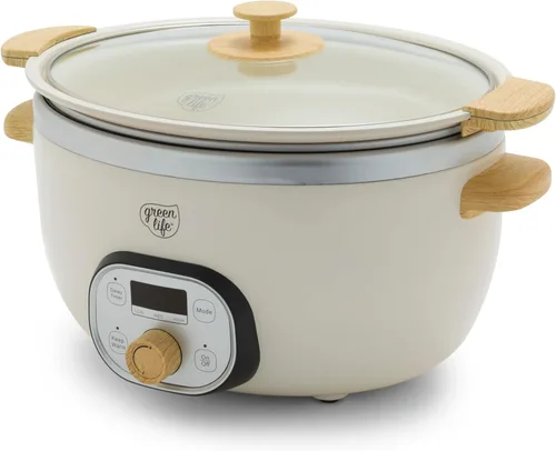 Miniatura 18 de GreenLife Olla de cocción lenta de 6QT, olla de cerámica antiadherente no tóxica sin PFAS, recipiente interior extraíble, programable, apta
