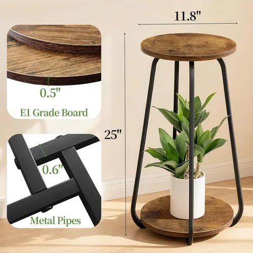 Miniatura 3 de Soporte para plantas de interior, estante de 2 niveles para plantas, soporte de pedestal, soporte de flores, soportes de metal para plantas