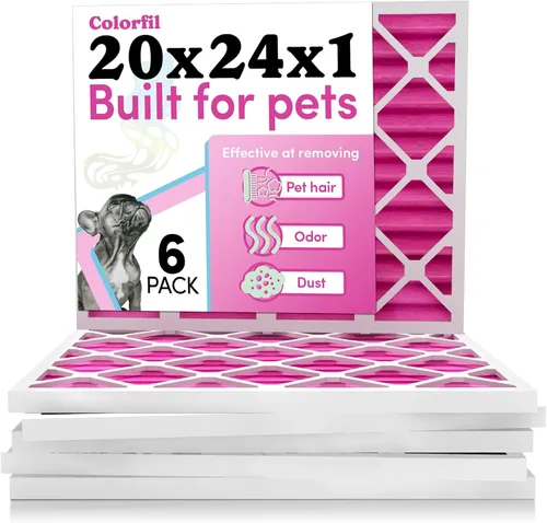 Miniatura 49 de Colorfil Filtro de aire de 14 x 20 x 1 (paquete de 4) Fabricado en los Estados Unidos Cambio de color Elimina el olor de gatos y perros MERV