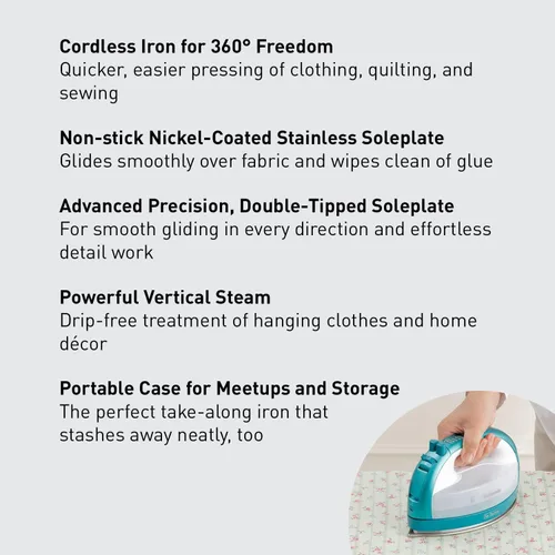 Miniatura 2 de Plancha inalámbrica Panasonic, plancha portátil de 360 grados estilo libre seca/vapor con puntas de precisión y suela de acero inoxidable, antisarro
