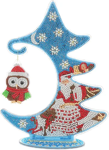 Miniatura 8 de YEESAM Art Kit de pintura de diamantes de imitación para árbol de Navidad, luminoso, árbol de Navidad y mesa de Papá Noel, 10.6 pulgadas, decoración