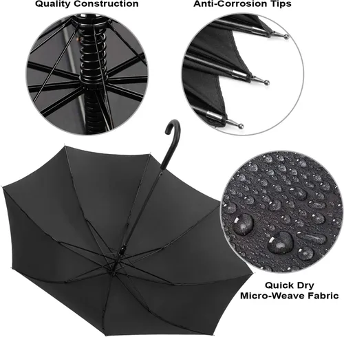 Miniatura 4 de Liberty Imports Paquete de 12 sombrillas de palo para fiestas eventos 46 pulgadas toldo grande resistente al viento apertura automática mango