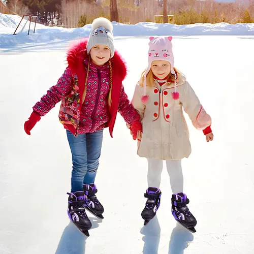 Miniatura 7 de Patines de hielo ajustables para niños y niñas, cuchillas lisas, tela transpirable y forro cómodo, patines de hockey para edades de 3 a 12 años