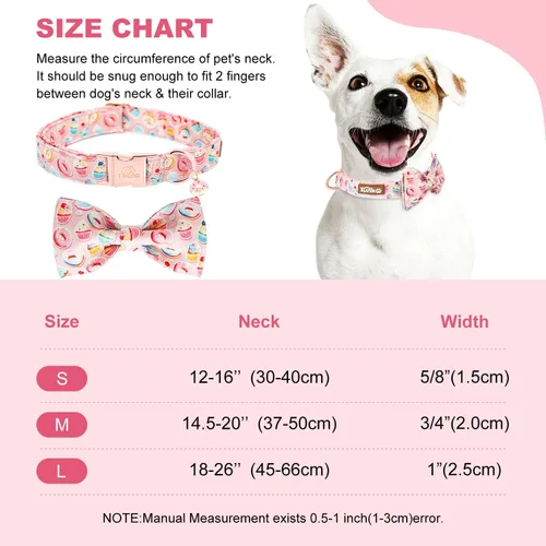 Miniatura 6 de Tunkoo - Collar de perro rosa con moño lindo tipo pastel - Collar para mascotas duradero, ajustable y elegante. Disponible en talla pequeña, Collar