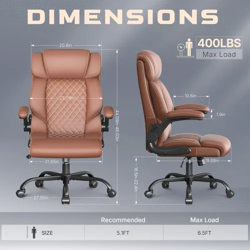 Miniatura 2 de Silla de oficina ejecutiva con respaldo alto transpirable, silla de oficina grande y alta, reposabrazos abatibles, soporte lumbar, silla giratoria