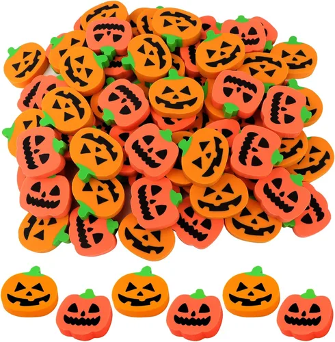 Miniatura 3 de 48 borradores de calabaza de Halloween para niños, lindos borradores novedosos, borradores de lápiz, recompensas de tareas, estudiantes, premios