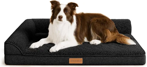Miniatura 11 de Cama Ortopédica para Perros de Tamaño Grande 36''X24'', Cama Impermeable para Mascotas de Espuma de Caja de Huevos con Refuerzo en L para Jaula