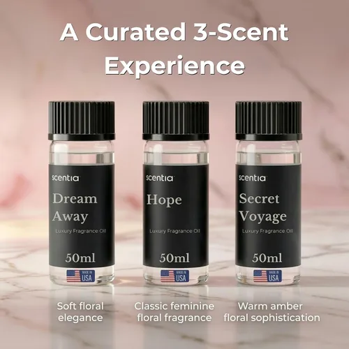 Miniatura 3 de Scentia Aceite difusor para fragancia para el hogar, colección de fragancias femeninas florales (3 × 1.7 fl oz), aceites aromáticos de lujo Dream