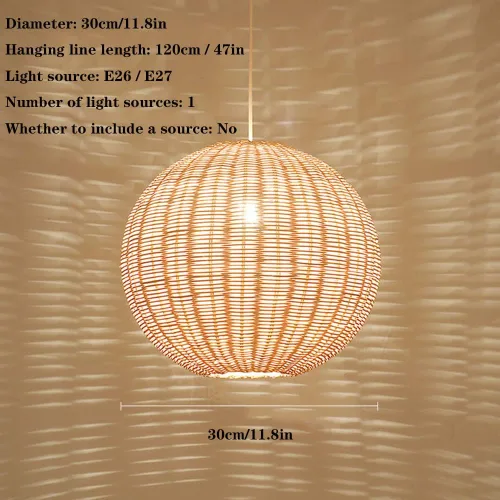 Miniatura 6 de Moderno globo de cocina americana, lámpara colgante tejida a mano, bola de mimbre, lámpara colgante, decoración del hogar, accesorios de iluminación