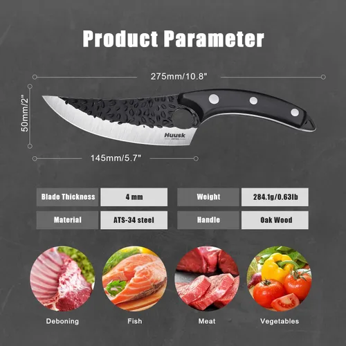 Miniatura 2 de Huusk Cuchillos coleccionables Cuchillo de chef y cuchillo de carne con funda de cuero y caja de regalo..