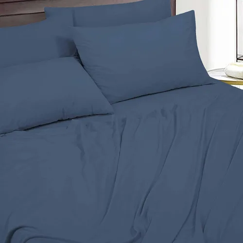 Miniatura 225 de ROYALE LINENS Juego de sábanas Cal King de 4 piezas, ropa de cama de microfibra suave cepillada de 1800 hilos, 1 sábana bajera, 1 sábana encimera, 2