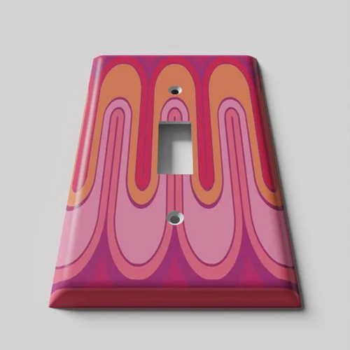 Miniatura 4 de Cubierta decorativa para interruptor de luz con ondas retro rojas, placa de pared de palanca individual Single Toggle