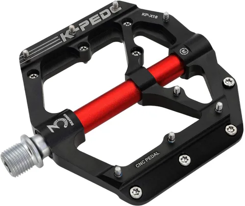 Pedales de bicicleta de aleación de aluminio de 9/16" MTB Plataforma ancha plana antideslizante con 3 rodamientos para bicicletas de montaña,