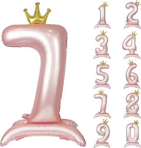 Miniatura 65 de Globos de aluminio grandes con corona negra número 0 para niños y niñas, cumpleaños, boda, aniversario, fiesta, baby shower, suministros 0