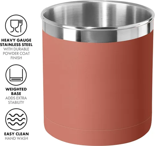Miniatura 2 de OGGI - Portautensilios de acero inoxidable extragrande - Organizador de utensilios de cocina de 7", con base con peso para mayor estabilidad