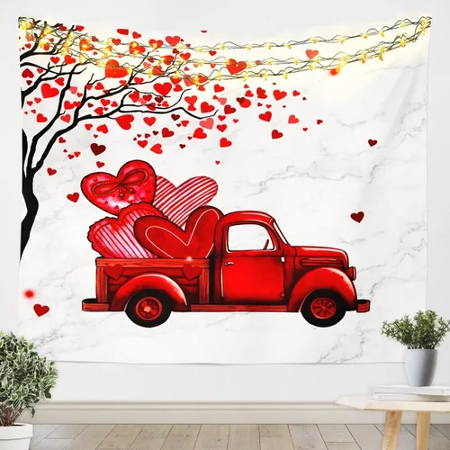 Miniatura 5 de Tapiz femenino de flores de rosas rojas, tapiz de pared para el día de San Valentín, decoración de habitación de niñas y mujeres, cielo estrellado