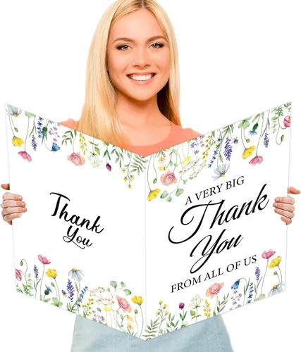 Miniatura 16 de Tarjeta de felicitación de despedida jumbo de color negro y dorado, grande, con texto en inglés "We Will Miss You", tarjetas para firmar tarjeta