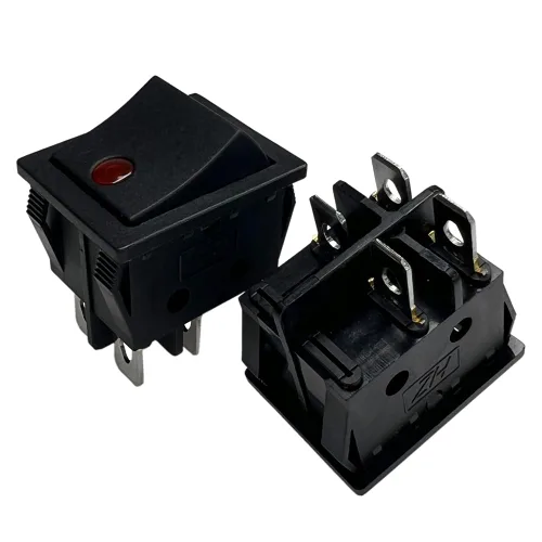 Miniatura 16 de Interruptor basculante DPST On-Off Unilluminated Negro 4 Pin 1.220x0.984 in Rectangular Snap-in Interruptor de alimentación de palanca