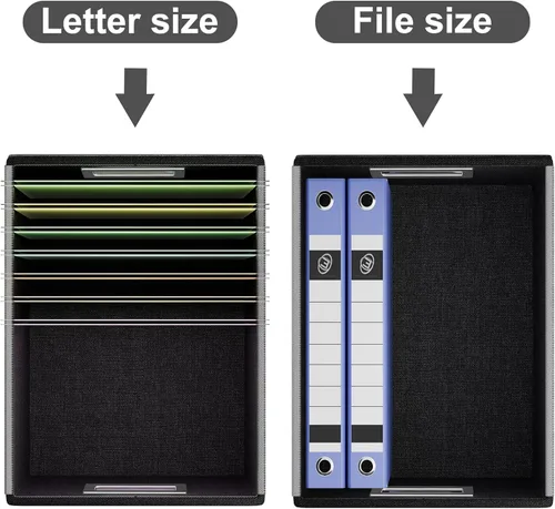 Miniatura 4 de Caja Organizadora de Archivos con Tapa, Caja Organizadora Plegable de Cuero Sintético para Carpetas Colgantes con Rieles de Plástico, Cajas (cuero)
