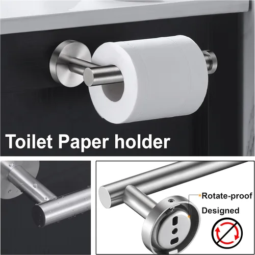 Miniatura 2 de Nolimas Juego de 3 piezas de accesorios de baño de acero inoxidable SUS304 de níquel cepillado para montar en la pared, incluye barra de toalla de 3