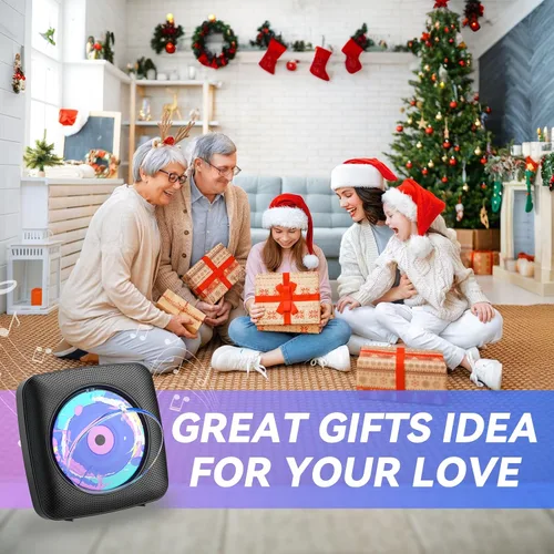 Miniatura 8 de Reproductor de CD portátil con Bluetooth recargable: reproductores de CD para el hogar con 1800mAh Kegaudio de escritorio, reproductor de CD de Negro