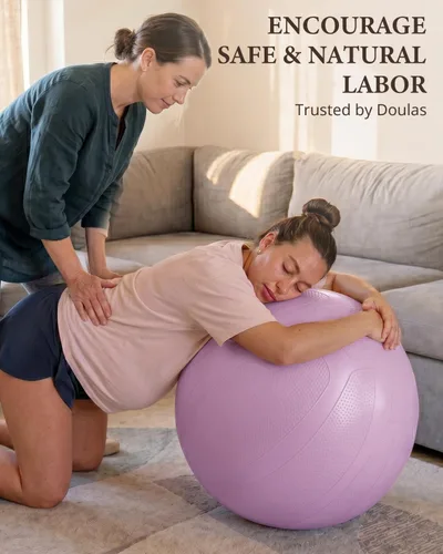 Miniatura 7 de Trideer - Pelota de embarazo y parto de 1.7 mm extragruesa para yoga, maternidad, parto, ejercicio, fisioterapia, recuperación - Incluye guía