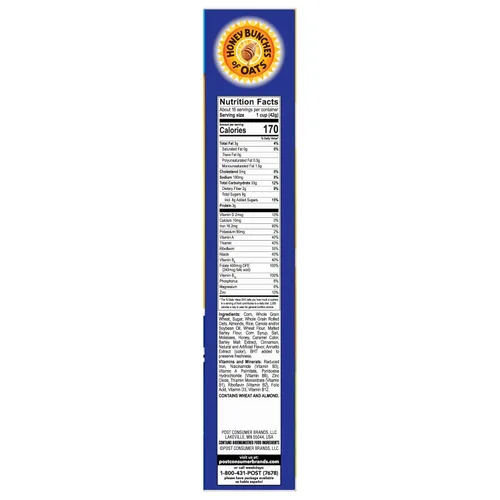 Miniatura 9 de Honey Bunches of Oats Cereal de desayuno con almendras, cereal de almendras con racimos de avena y granola, caja de tamaño gigante de 23 onzas