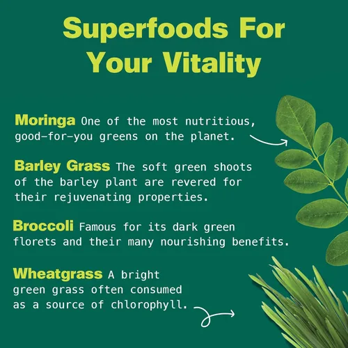Miniatura 6 de Kuli Kuli Green Power [6 onzas] - Polvo Super Greens - Mezcla de moringa, pasto de trigo, brócoli y cebada densa en nutrientes, polvo
