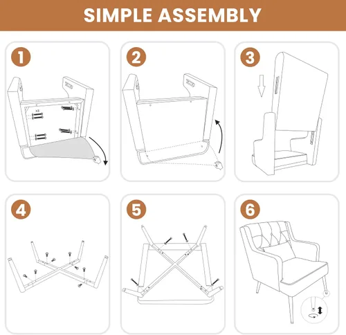 Miniatura 9 de Yaheetech - Silla decorativa de estilo Accent para sala de estar, silla moderna de mediados de siglo con cojín lumbar, cómoda silla tapizada