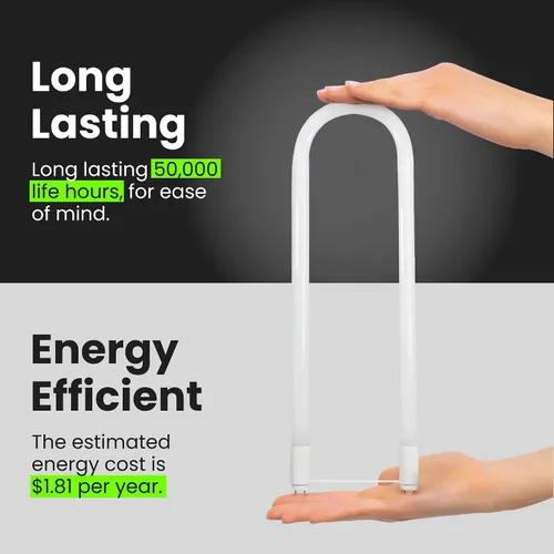 Miniatura 7 de Feit Electric Bombilla LED de 15 W T8/T12 U-Bend de repuesto directo o derivación de balasto, bombilla LED lineal, 4000 K blanco frío, paquete de 4
