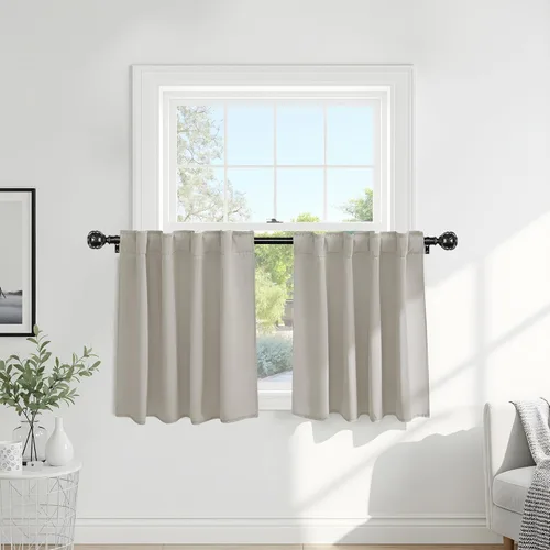 Miniatura 14 de PONY DANCE Cortinas cortas con aislamiento térmico para ventana pequeña, para guardería, baño, cocina, lavandería, caravana, sótano, 29 pulgadas