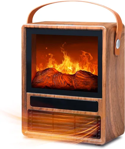 Miniatura 9 de FLAME&SHADE - Calentador de Chimenea Eléctrico Portátil para Uso en Interiores, Calentadores de Chimenea con Llama LED 3D, Protección Contra
